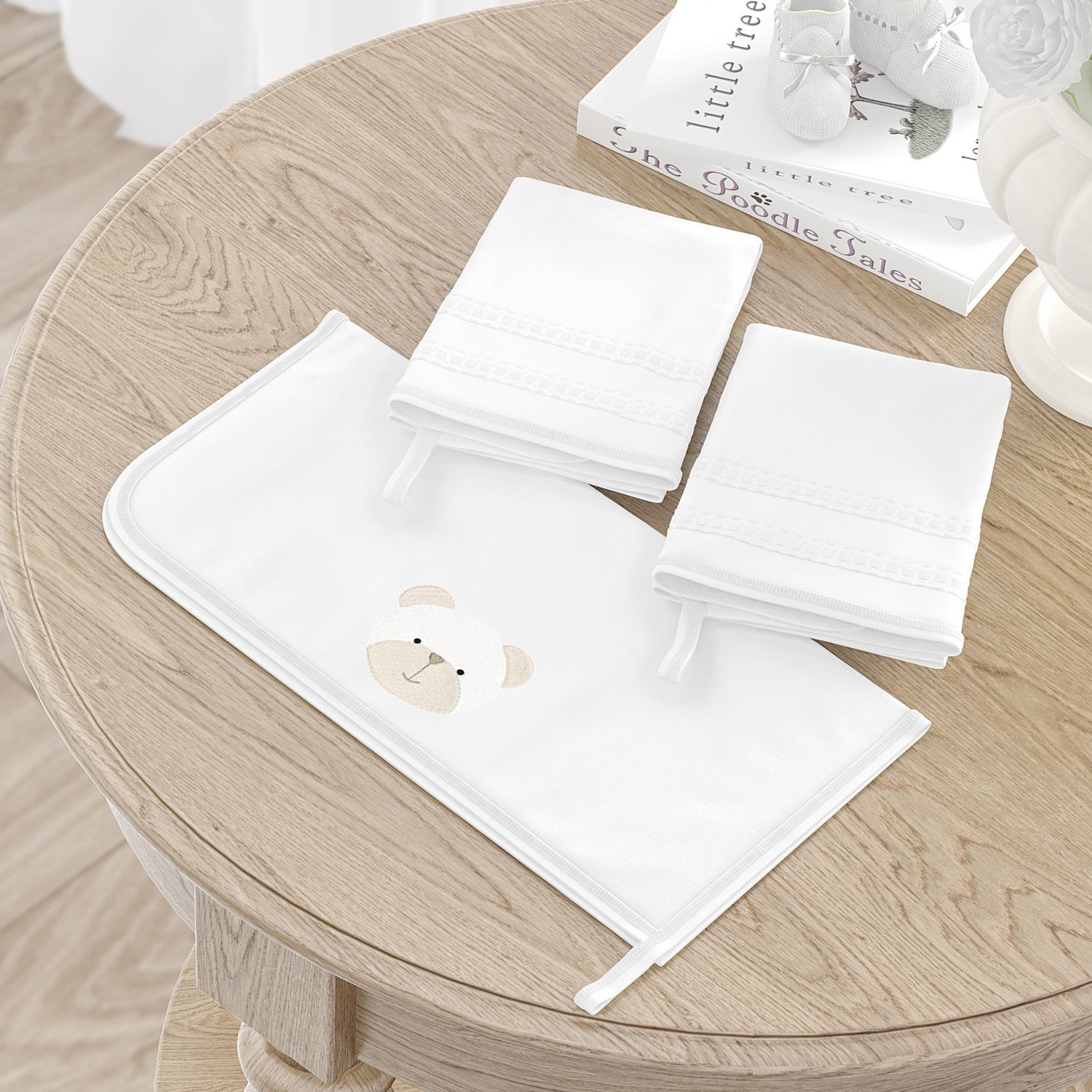 Jogo de Fraldas de Boca Malha Branco Clássico