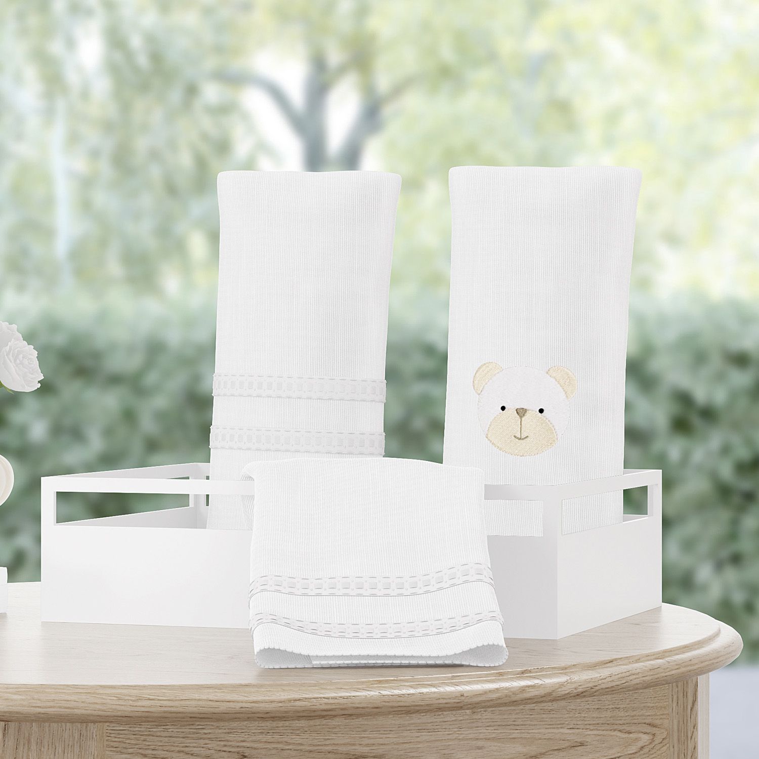 Jogo Fraldas de Boca Ursinho Azul 3 Peças