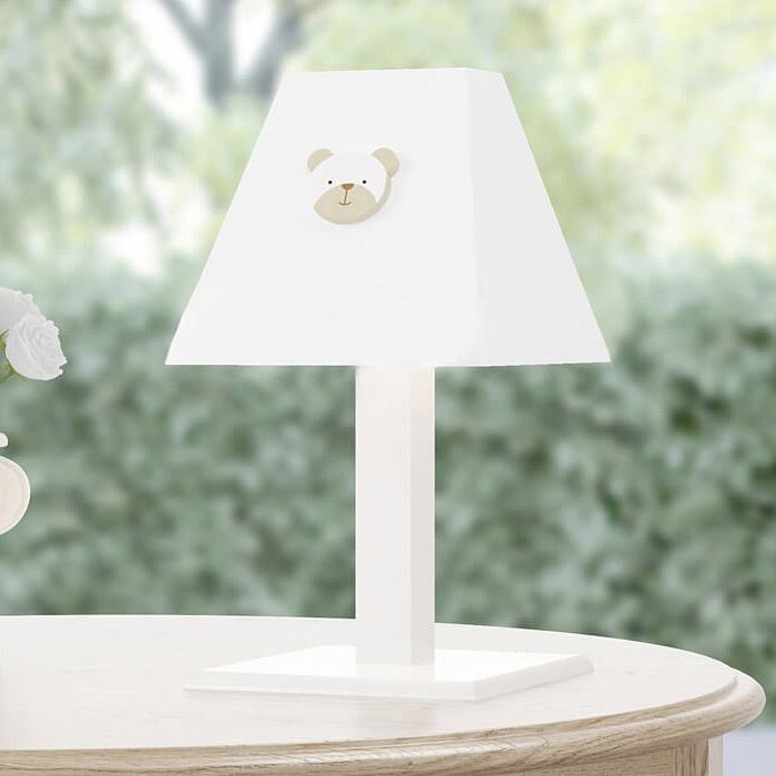 Abajur MDF Ursinho Branco Clássico