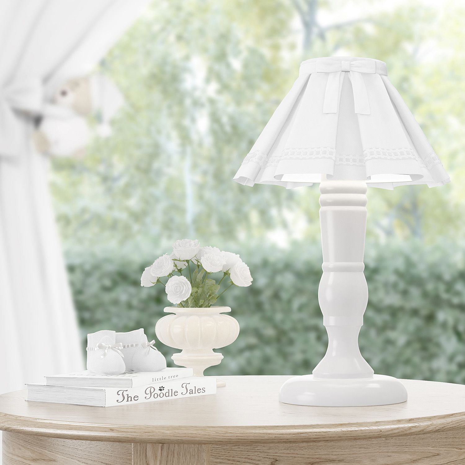 Abajur Madeira Branco Clássico