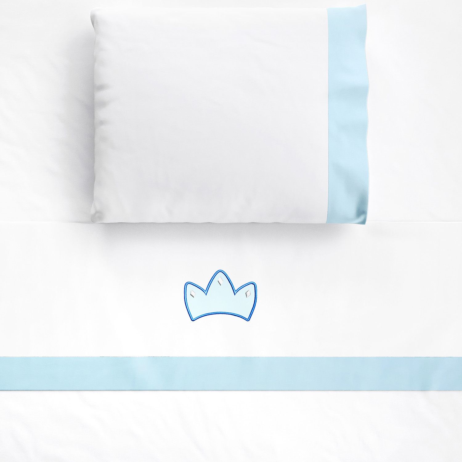 Jogo de Lençol Berço Bordado Coroa Bege 3 peças