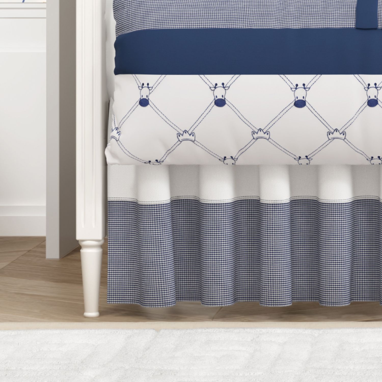 Saia de Berço Barra Xadrez Bege