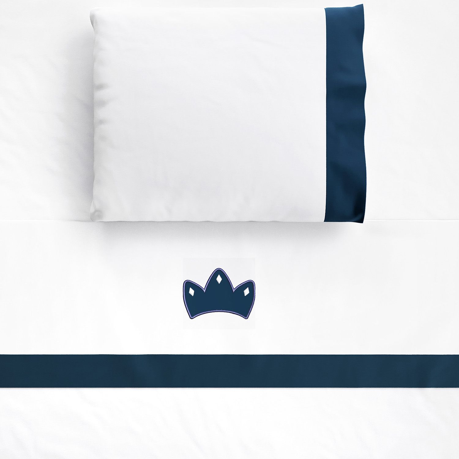 Jogo de Lençol Berço Bordado Coroa Bege 3 peças