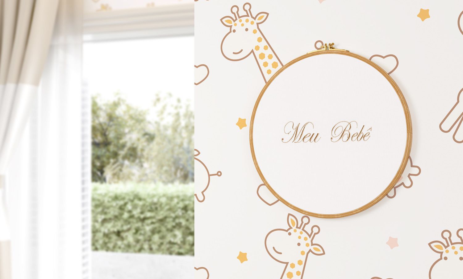 Quadro Bastidor Bordado Meu Bebê