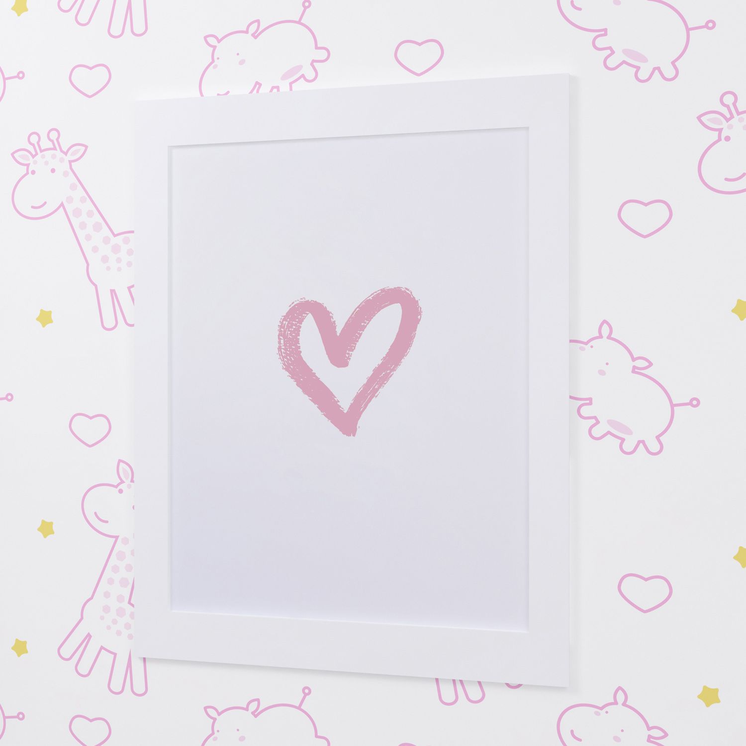 Quadro Coração Branco e Rosa 33cm