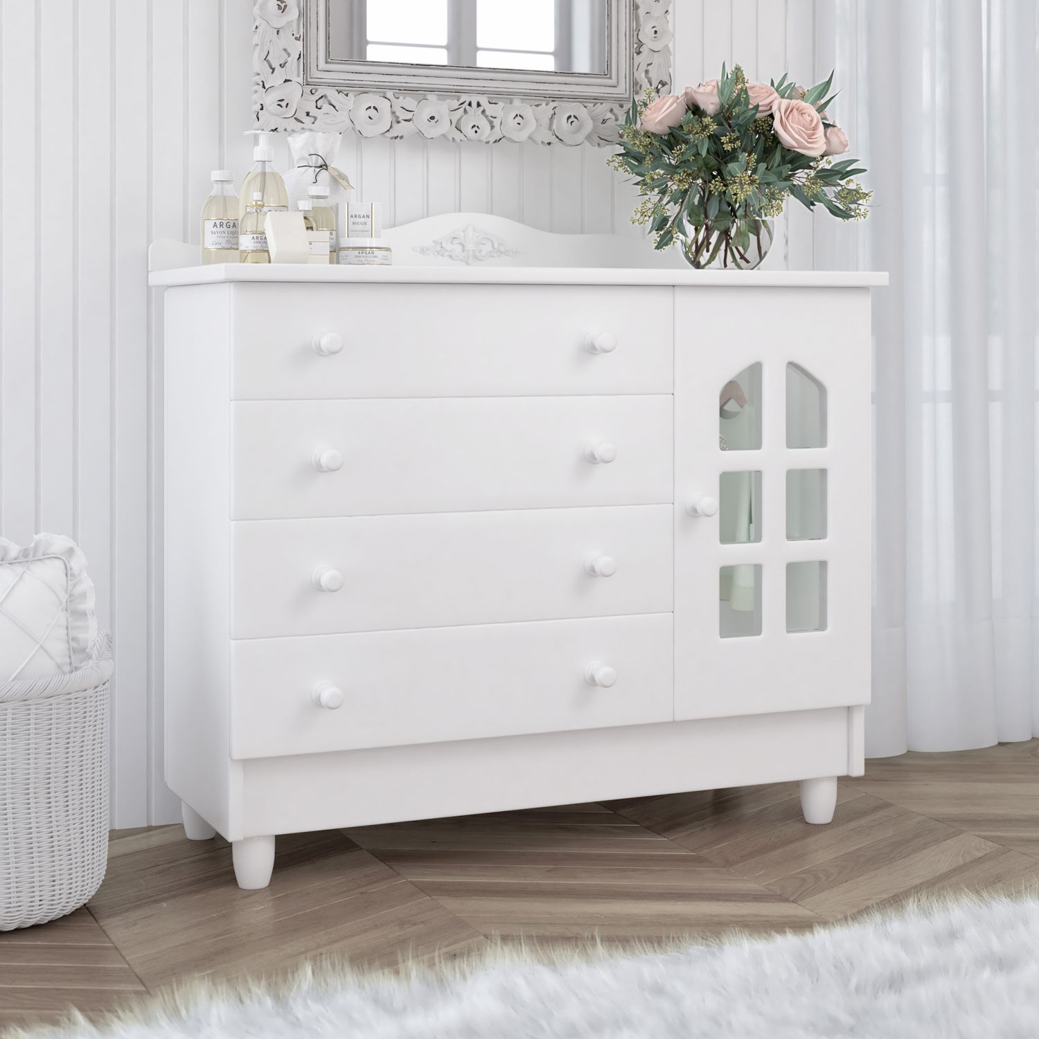 Cômoda Infantil Branco com Porta Julie Provençal