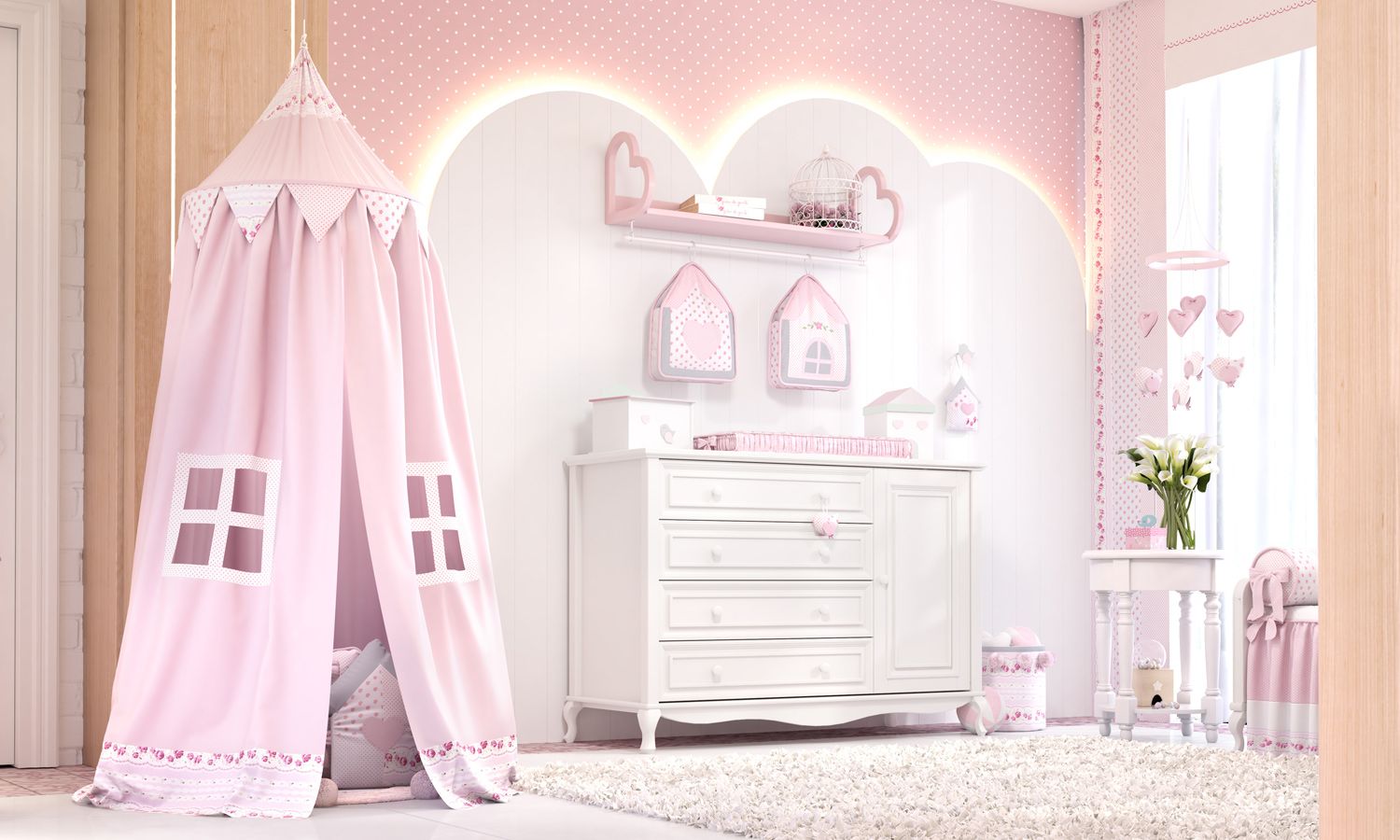 Tenda Dossel Patchwork Rosa 2m