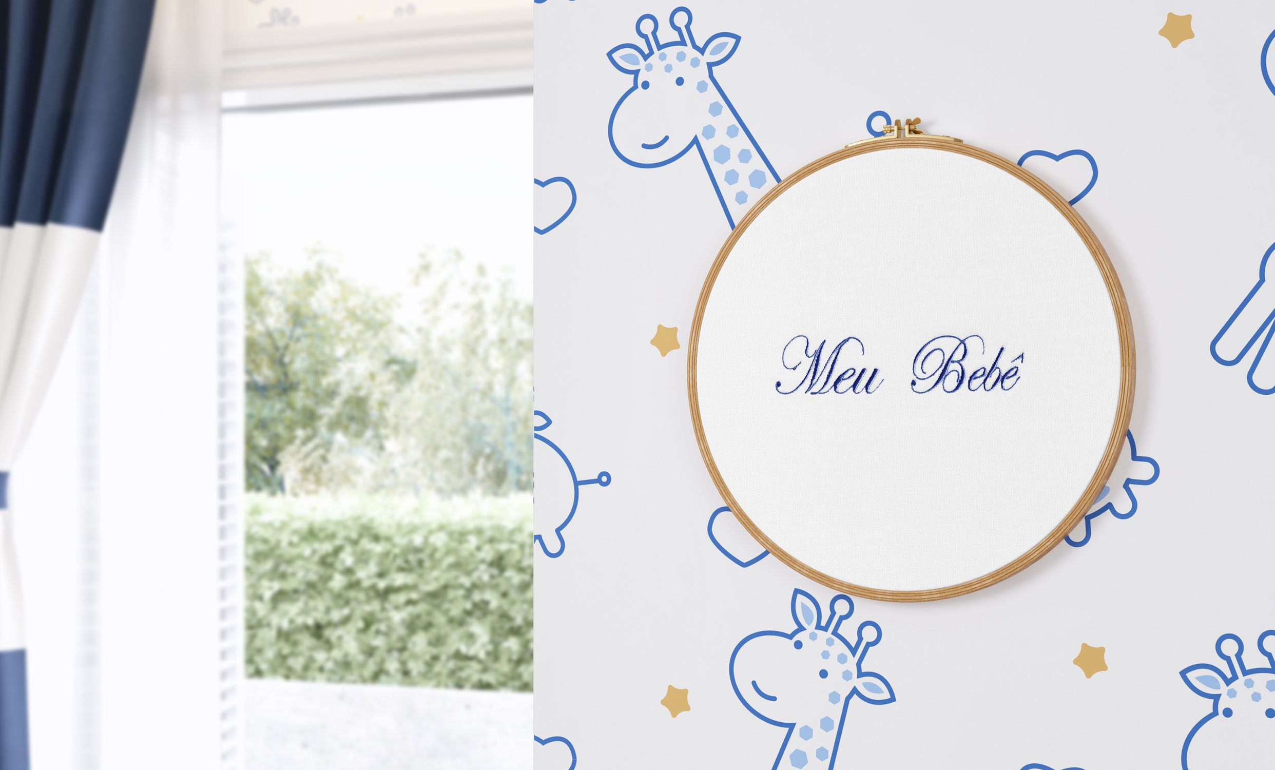 Quadro Bastidor Bordado Meu Bebê