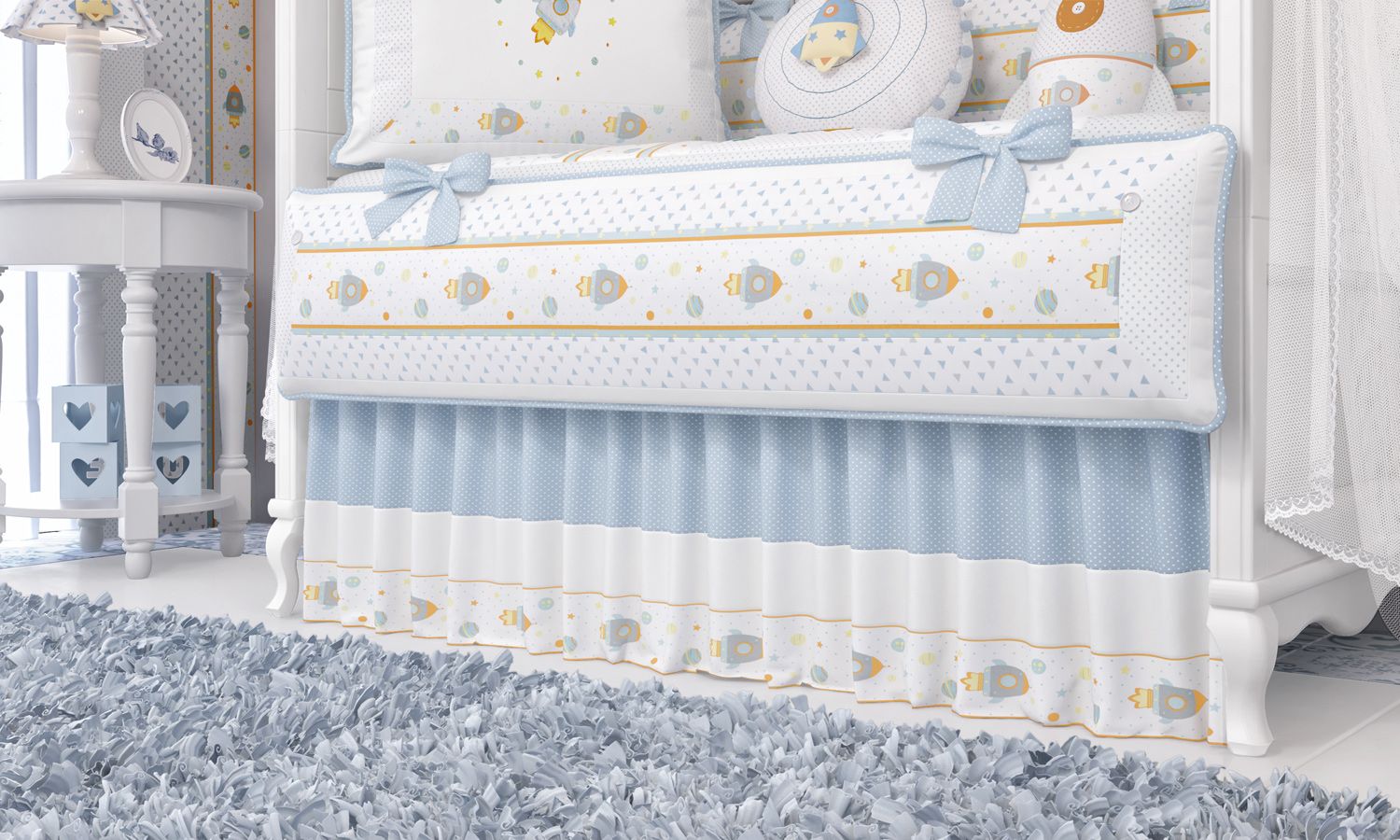 Kit Berço Astronauta Patchwork Azul