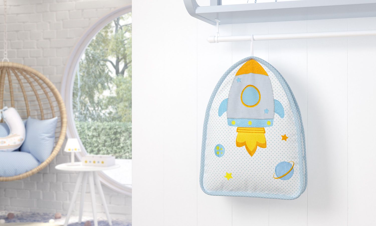 Porta Fraldas Foguete Astronauta Poá