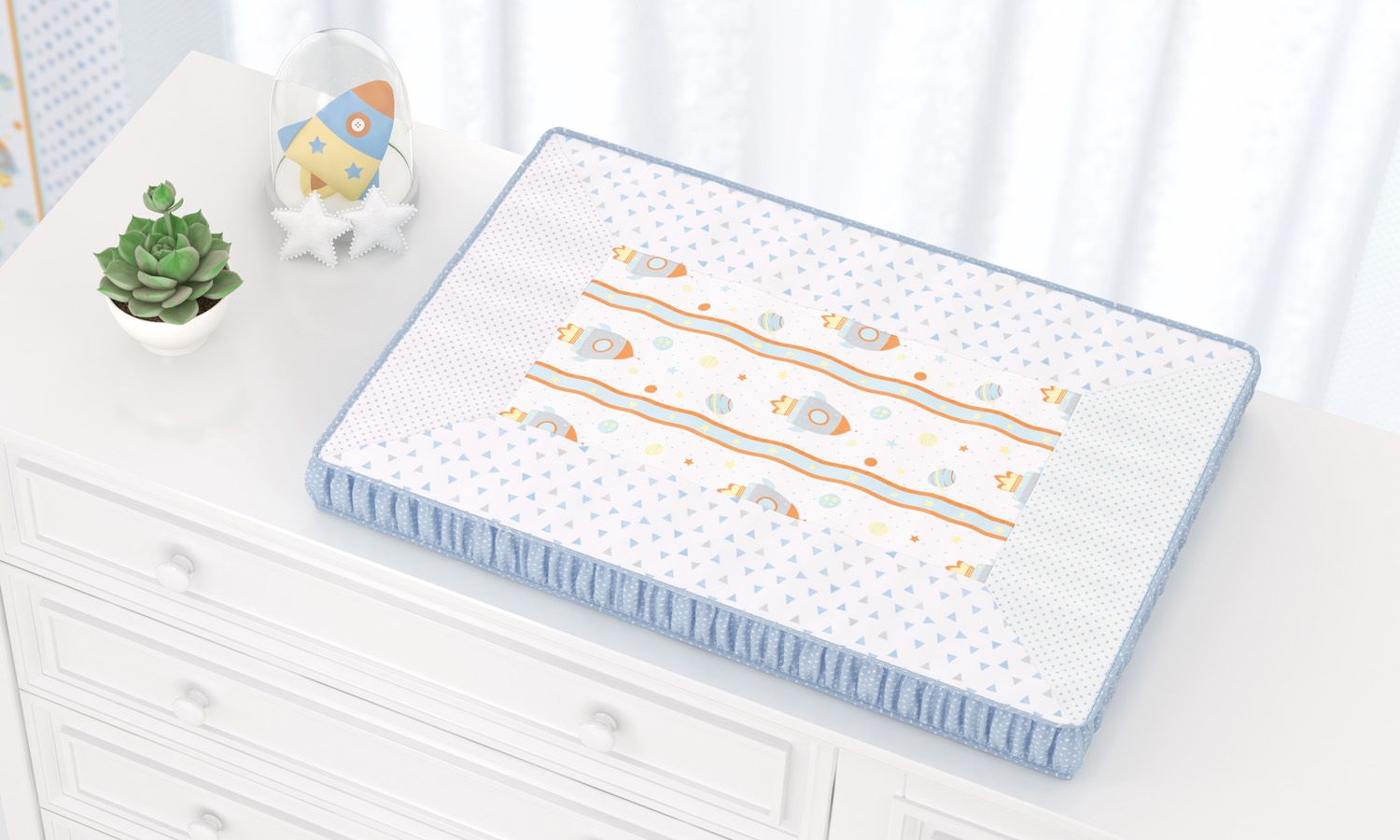 Trocador de Fraldas Astronauta Patchwork Azul