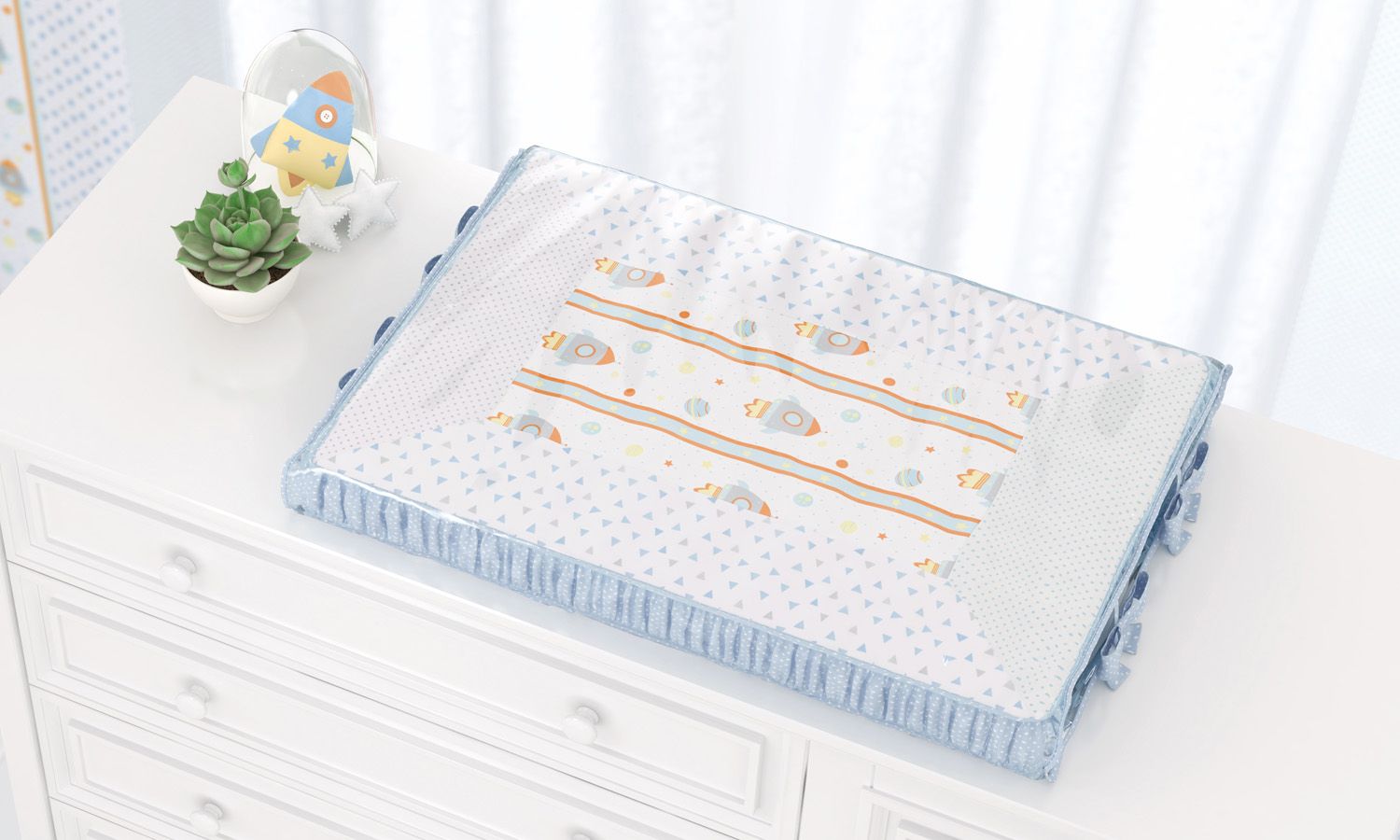 Trocador de Fraldas Astronauta Patchwork Azul