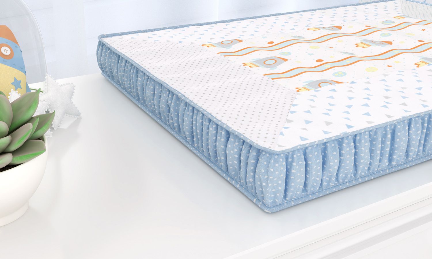 Trocador de Fraldas Astronauta Patchwork Azul