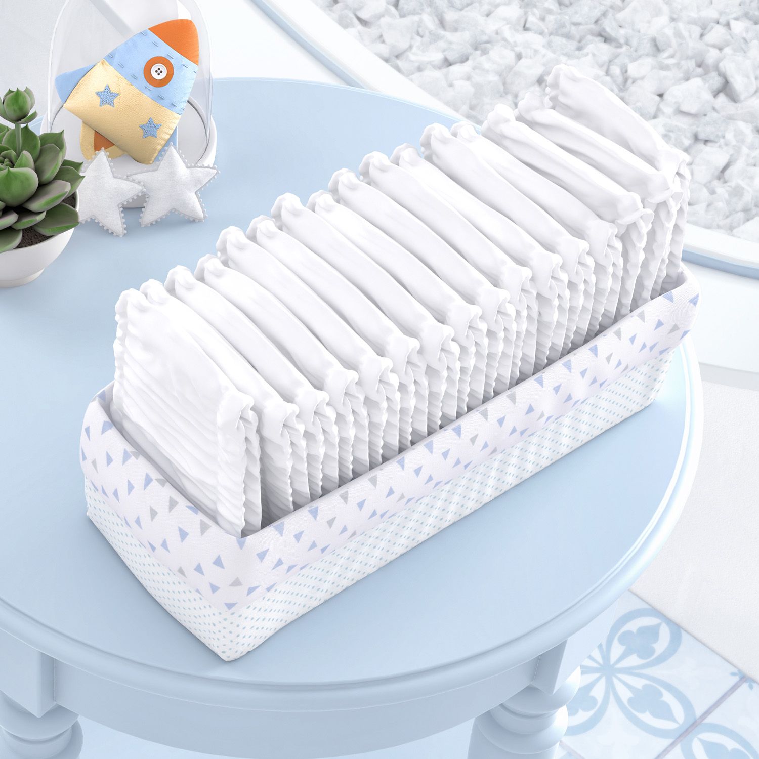 Cesto Organizador Astronauta Patchwork Azul 40cm