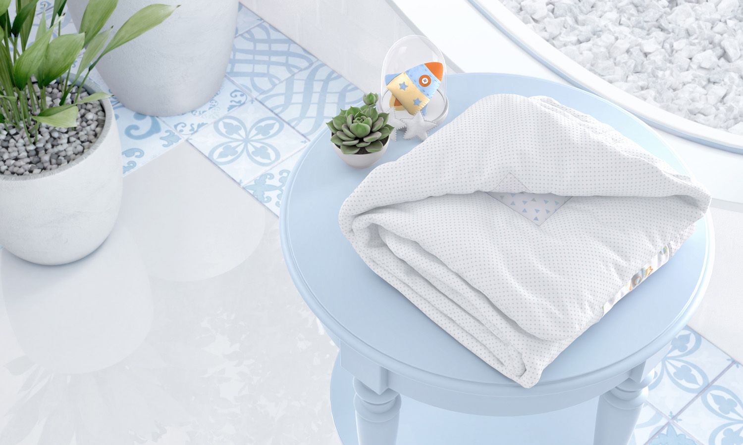 Edredom de Berço Astronauta Patchwork Azul