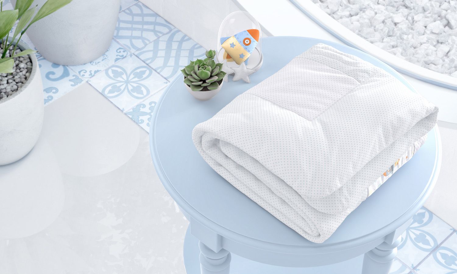 Edredom de Berço Astronauta Patchwork Azul