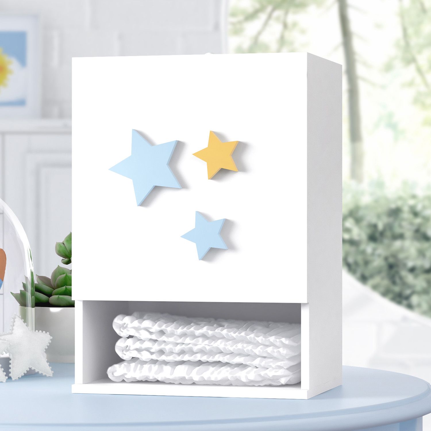 Porta Fraldas Estrelas Amarelo e Azul