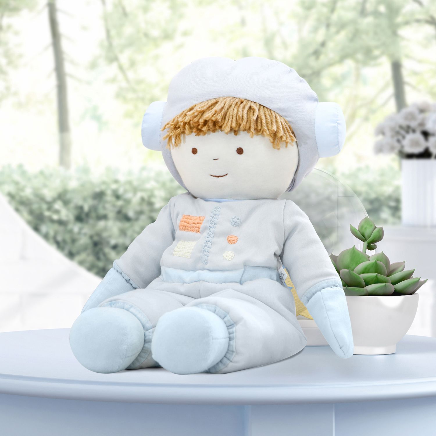 Boneco Guto Astronauta Naná Patchwork Azul 45cm