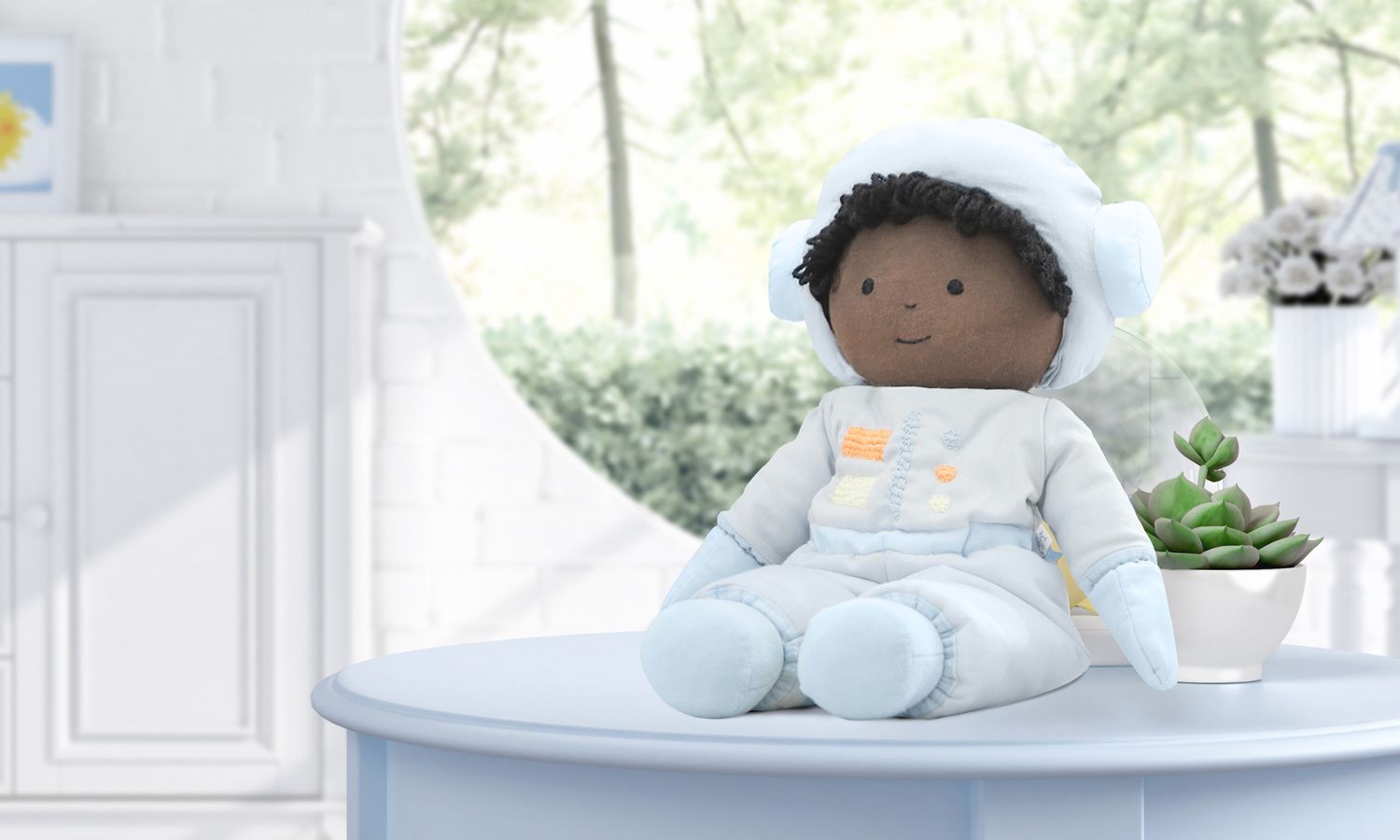 Boneco Guto Astronauta Naná Patchwork Azul 45cm