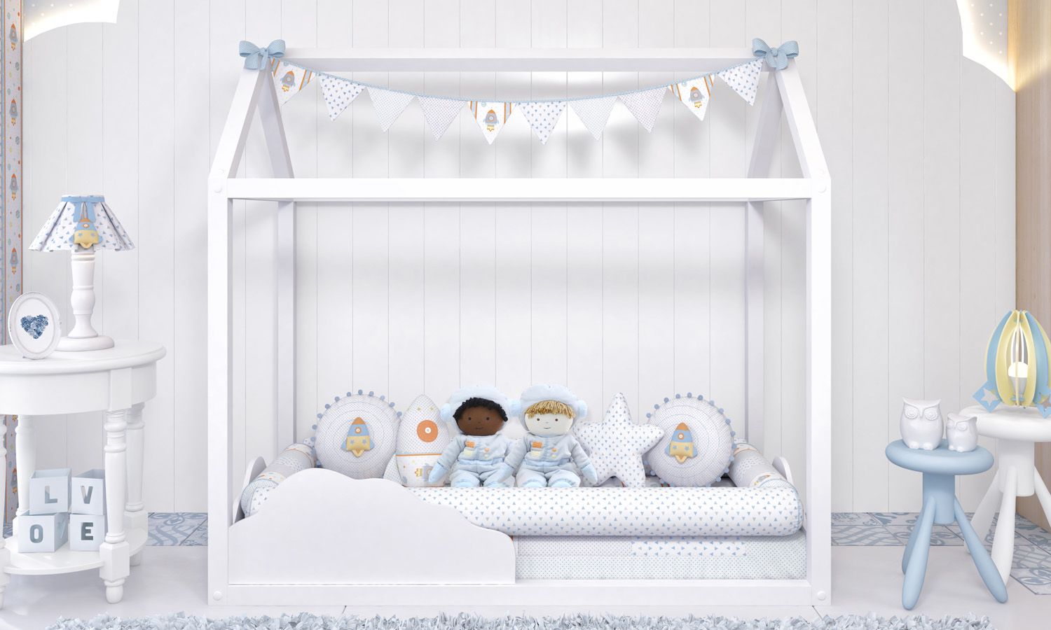 Kit Montessoriano Astronauta Patchwork Azul