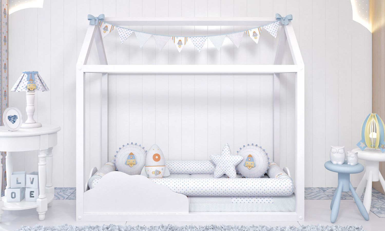 Kit Montessoriano Astronauta Patchwork Azul