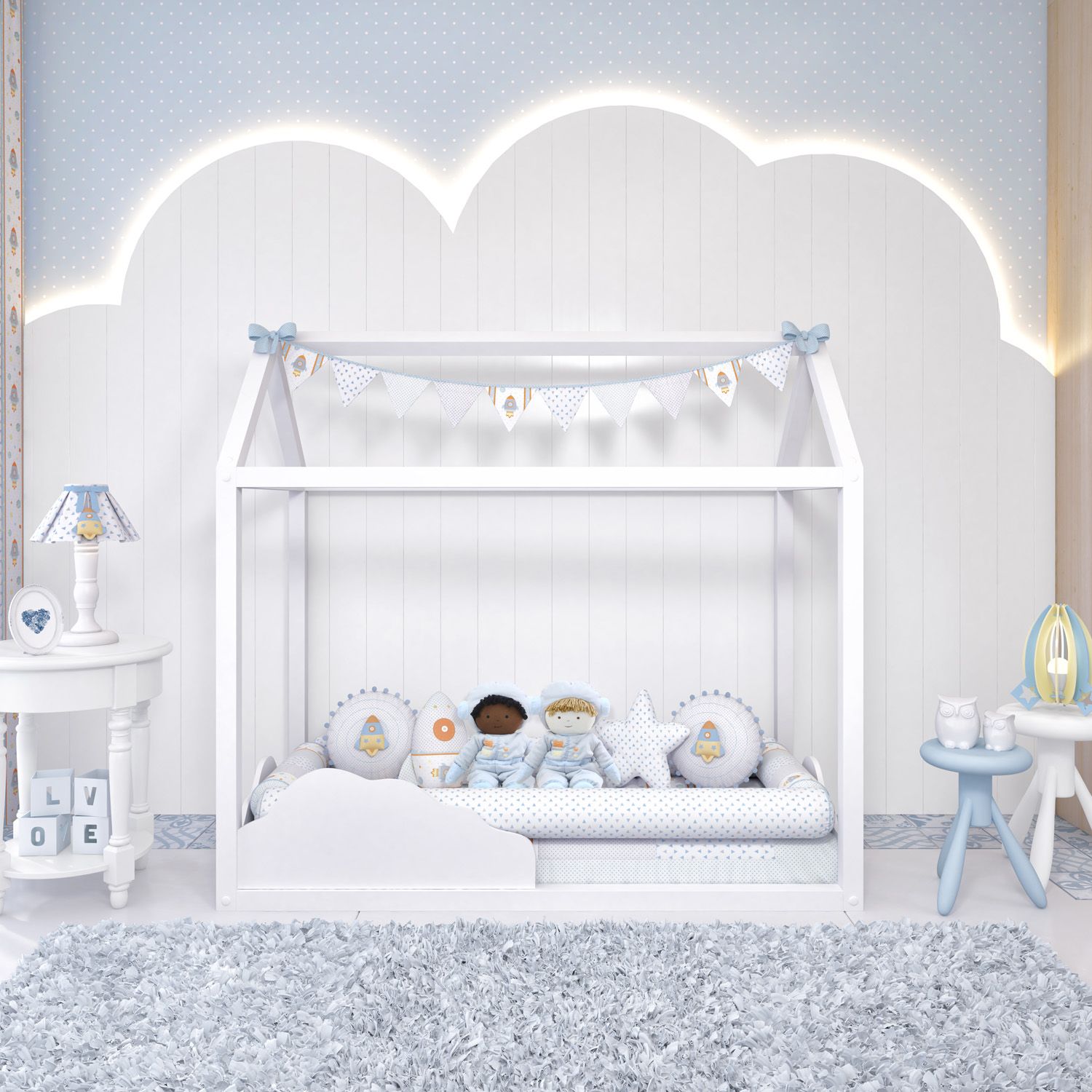 Kit Montessoriano Astronauta Patchwork Azul