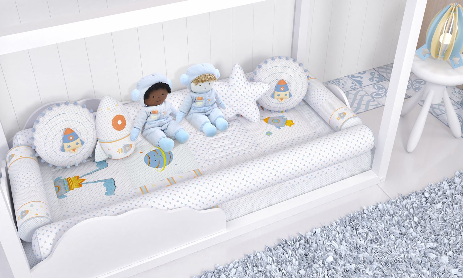 Kit Montessoriano Astronauta Patchwork Azul