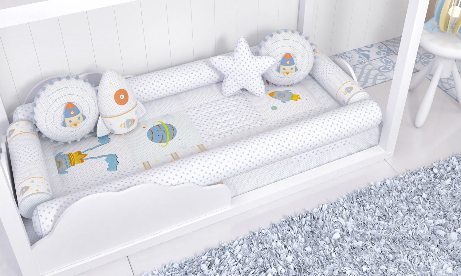 Kit Montessoriano Astronauta Patchwork Azul