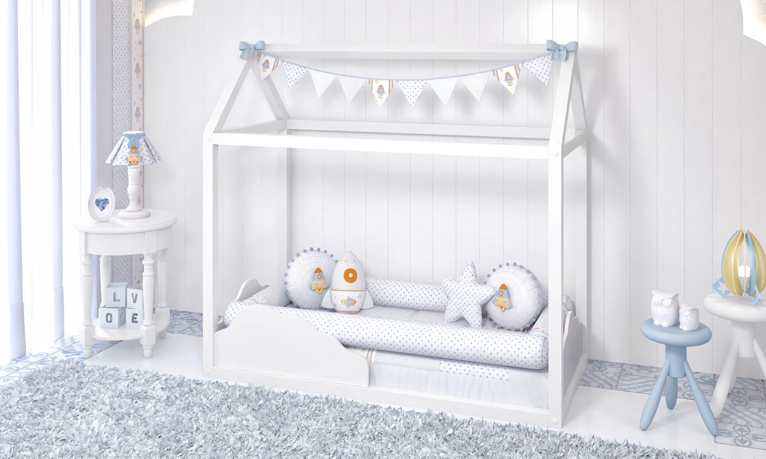 Kit Montessoriano Astronauta Patchwork Azul