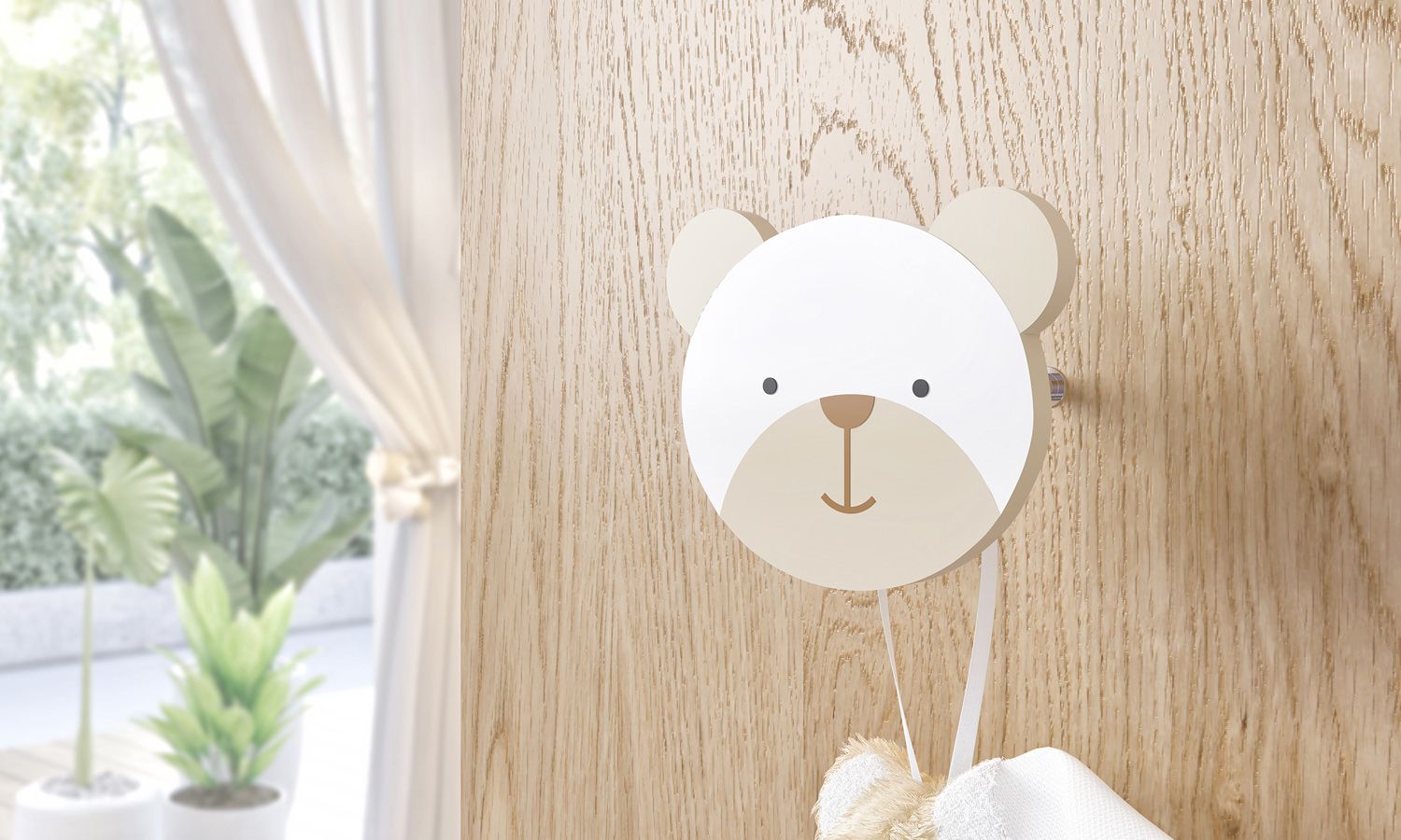 Cabideiro de Parede Urso Branco Clássico