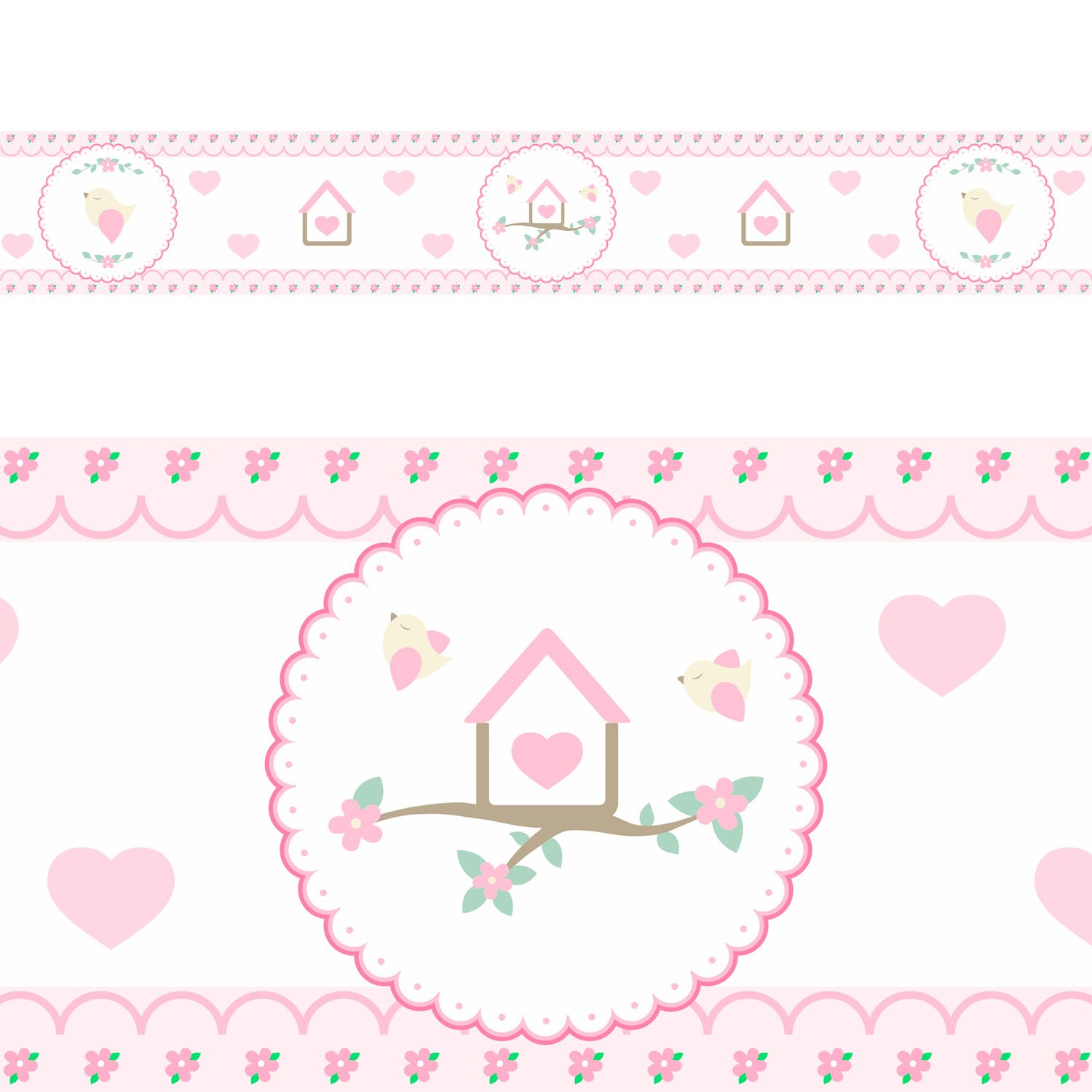 Faixa Adesiva de Parede Patchwork Rosa