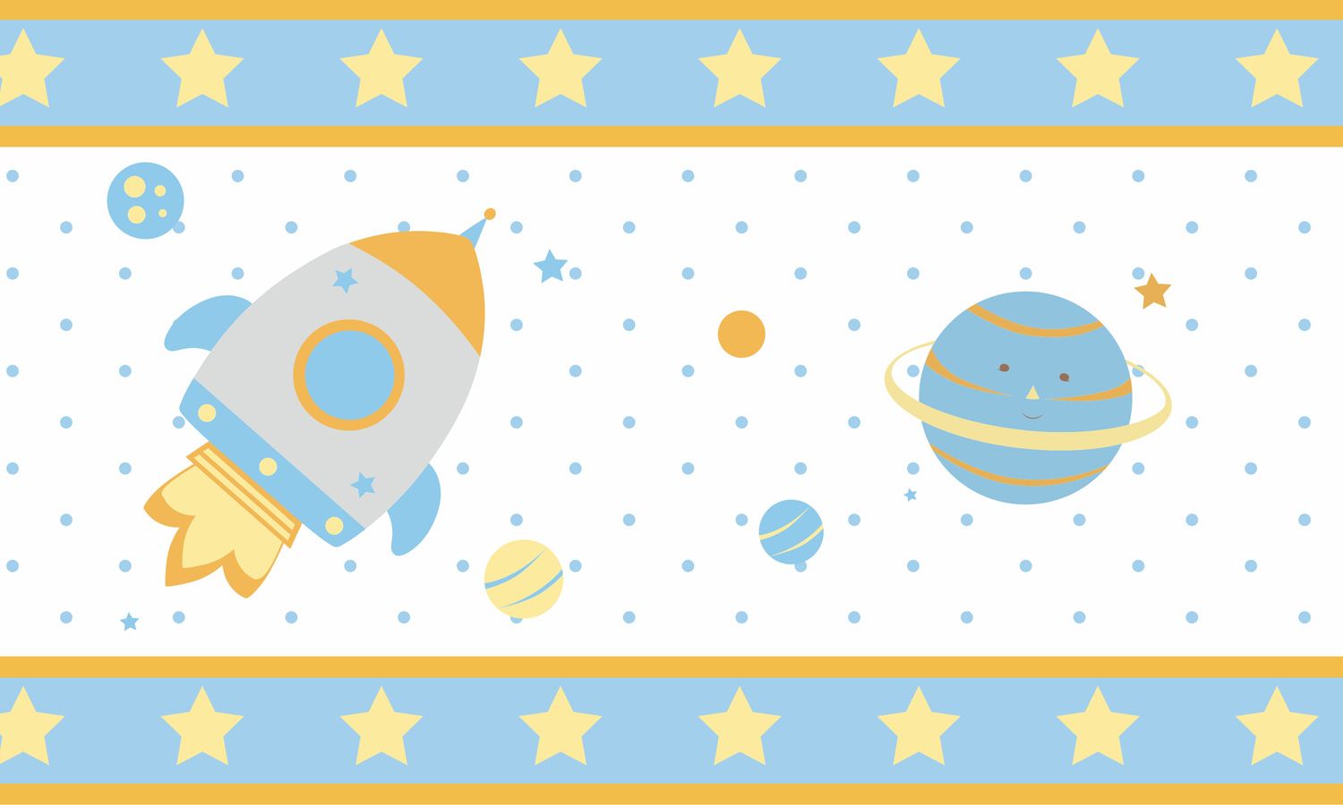 Faixa Adesiva de Parede Astronauta Patchwork Azul