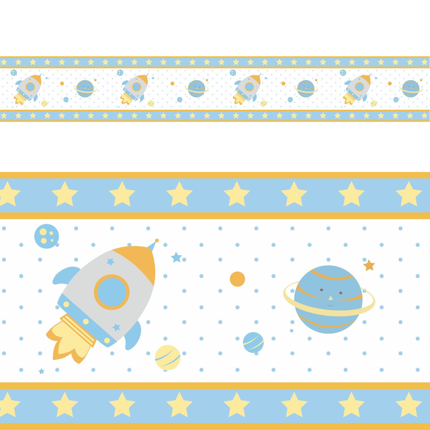 Faixa Adesiva de Parede Astronauta Patchwork Azul