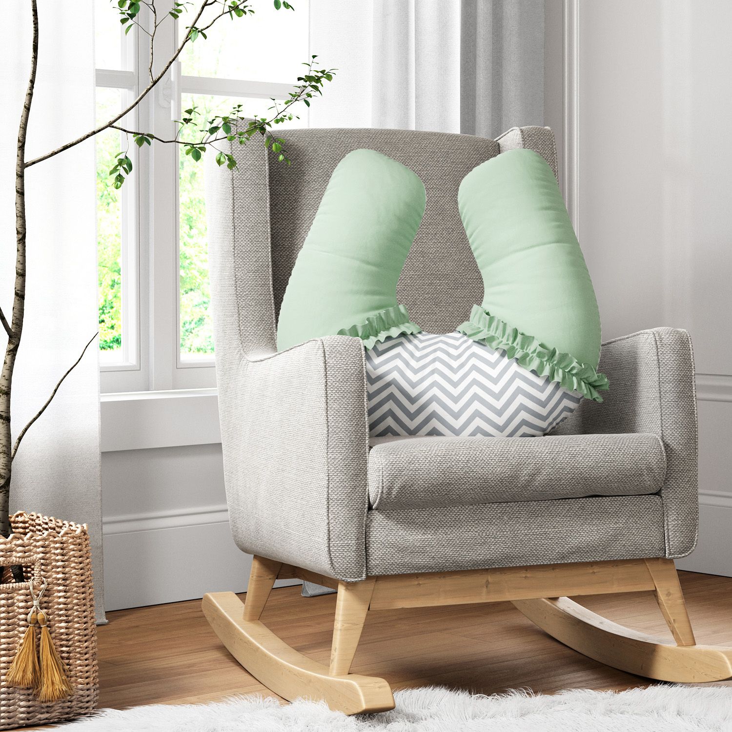 Almofada Amamentação Chevron Rosa e Cinza