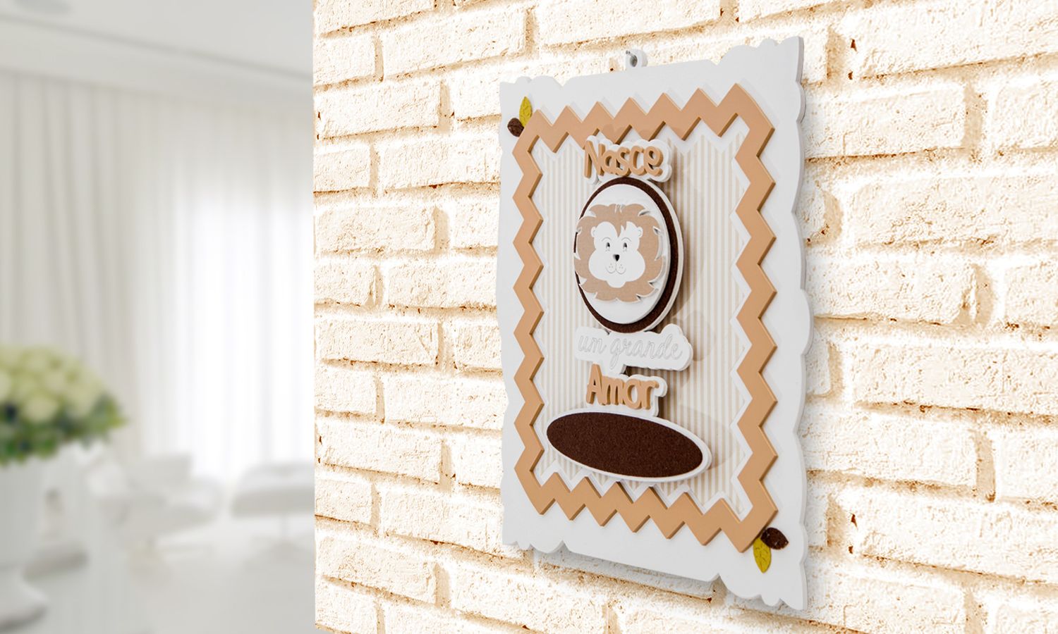 Porta Maternidade MDF Leãozinho 3D