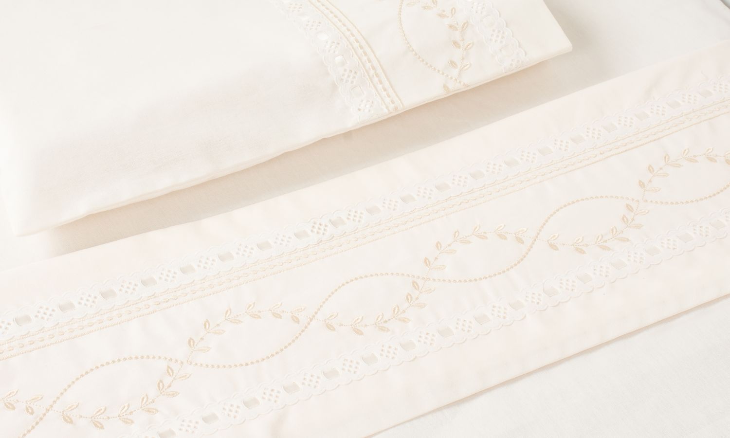 Jogo de Lençol Mini Berço Ramo Branco
