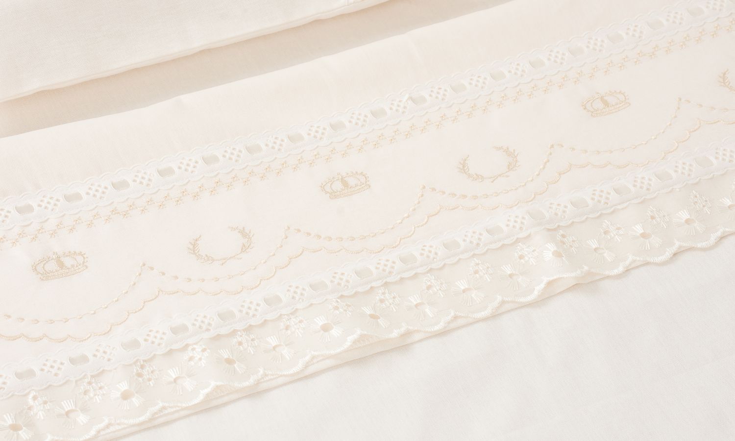Jogo de Lençol Berço Bordado Mariana Branco 3 Peças