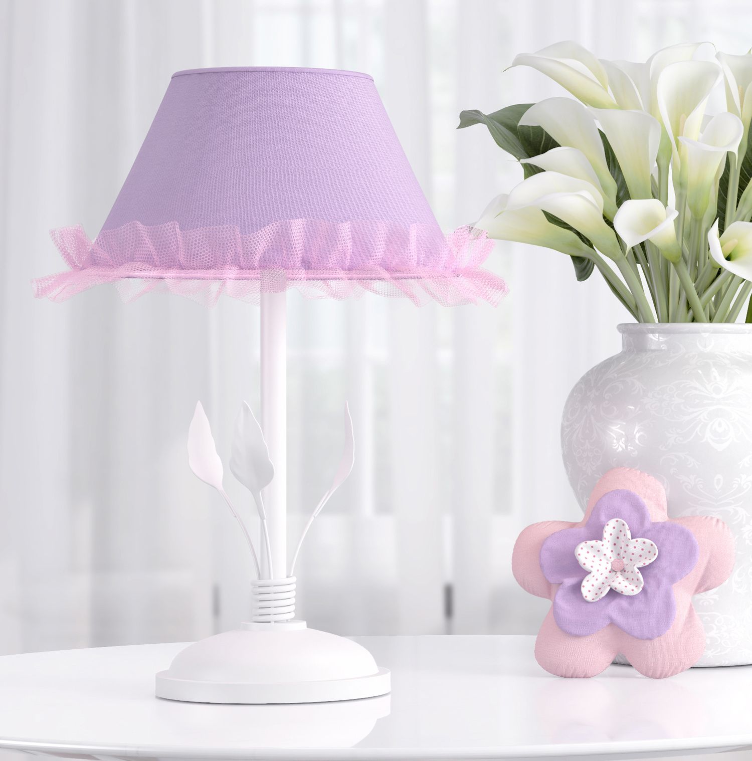 Abajur Simples Floral Monet Lilás