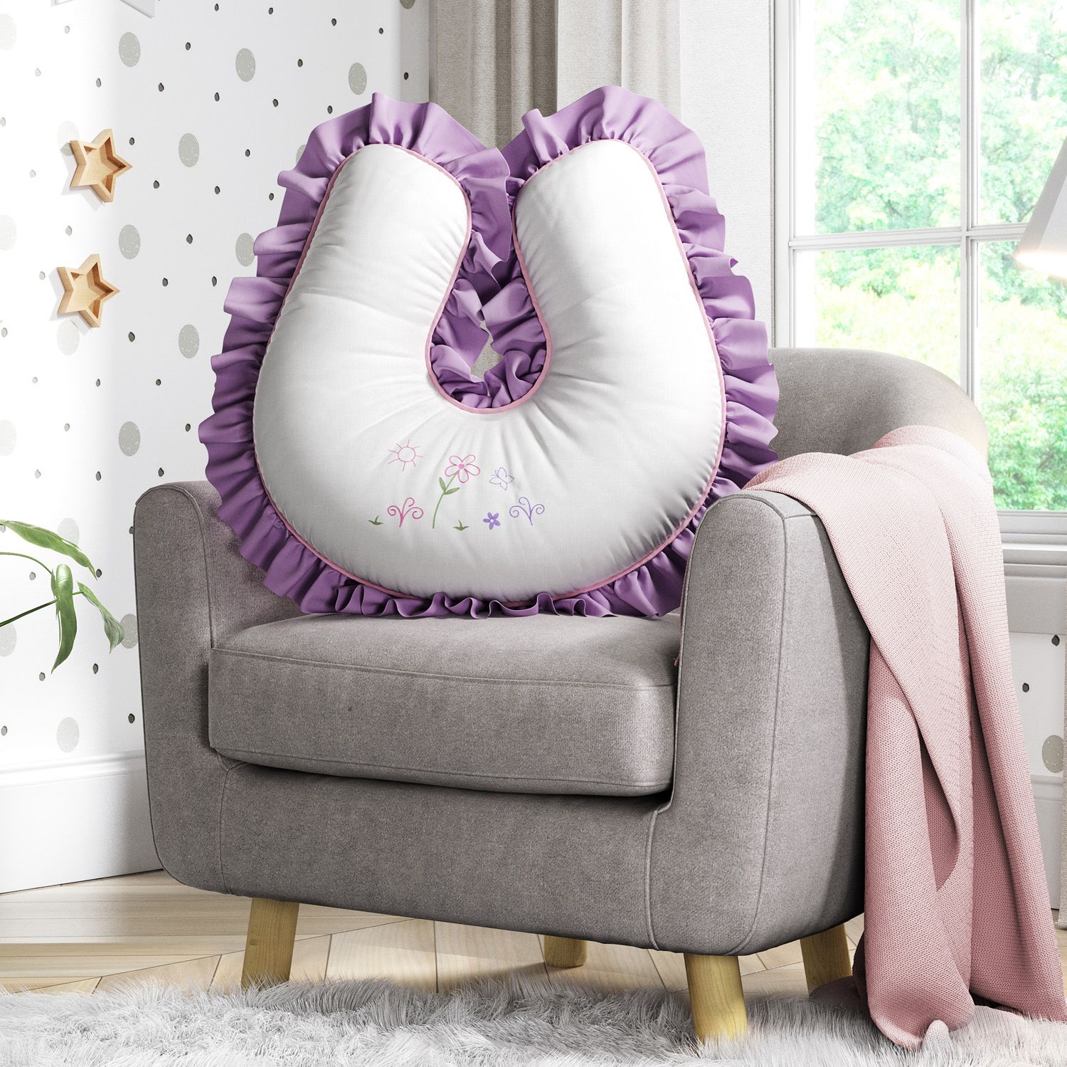 Almofada Amamentação Floral Monet Lilás