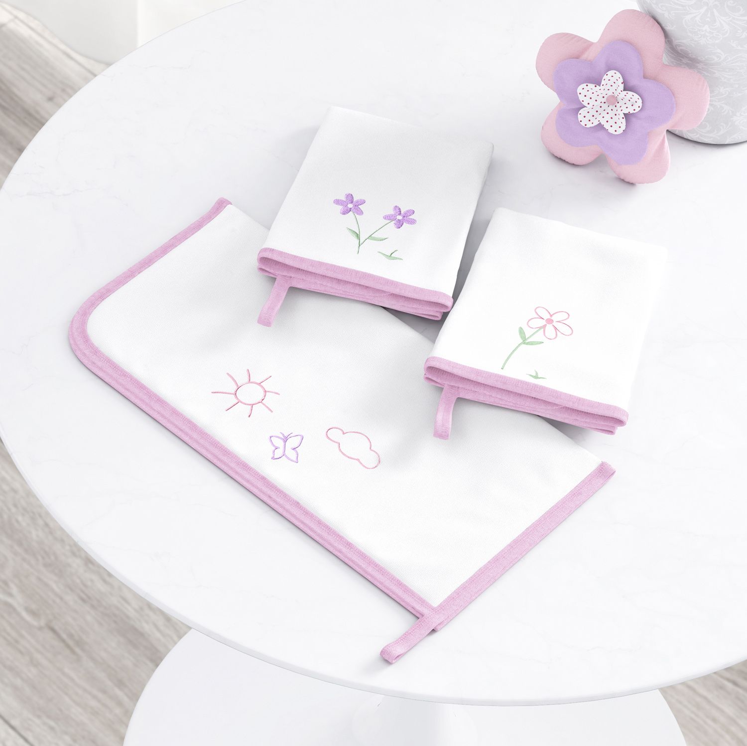 Jogo de Fraldas Boca Malha Floral Monet