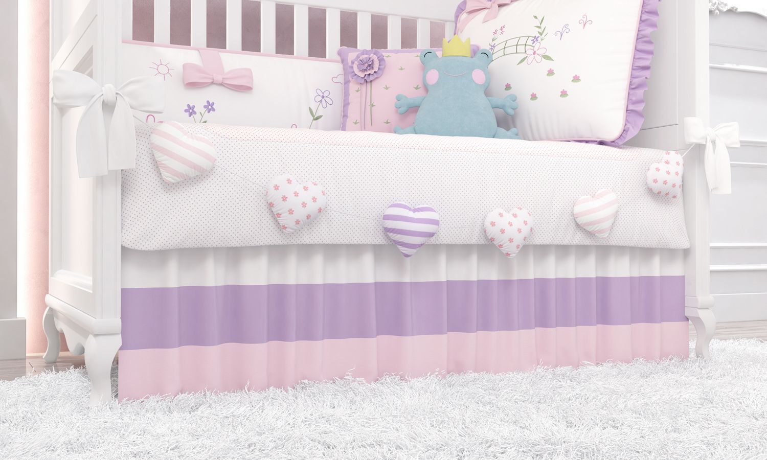 Varal de Berço Corações Floral Monet 70cm