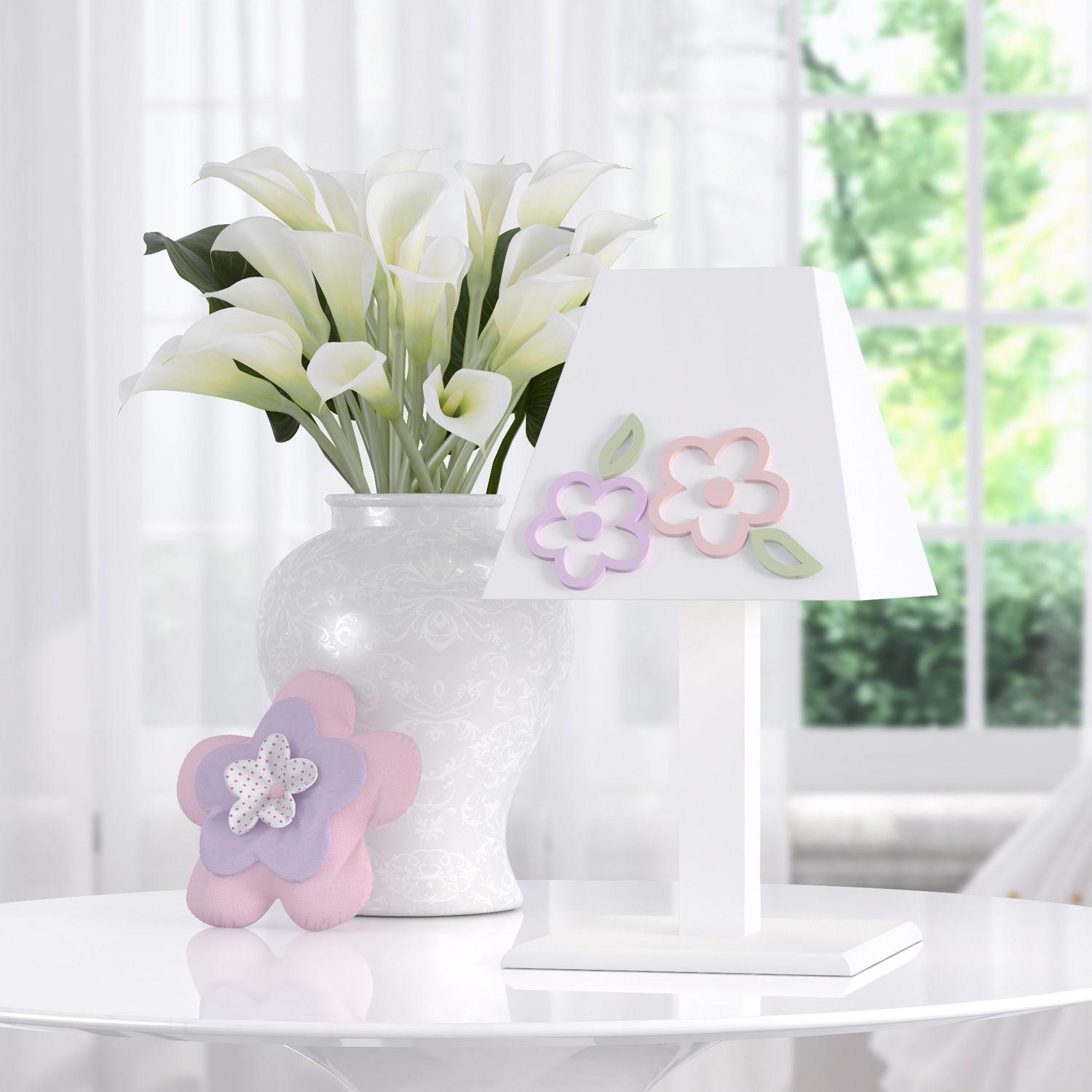 Abajur MDF Floral Monet Lilás