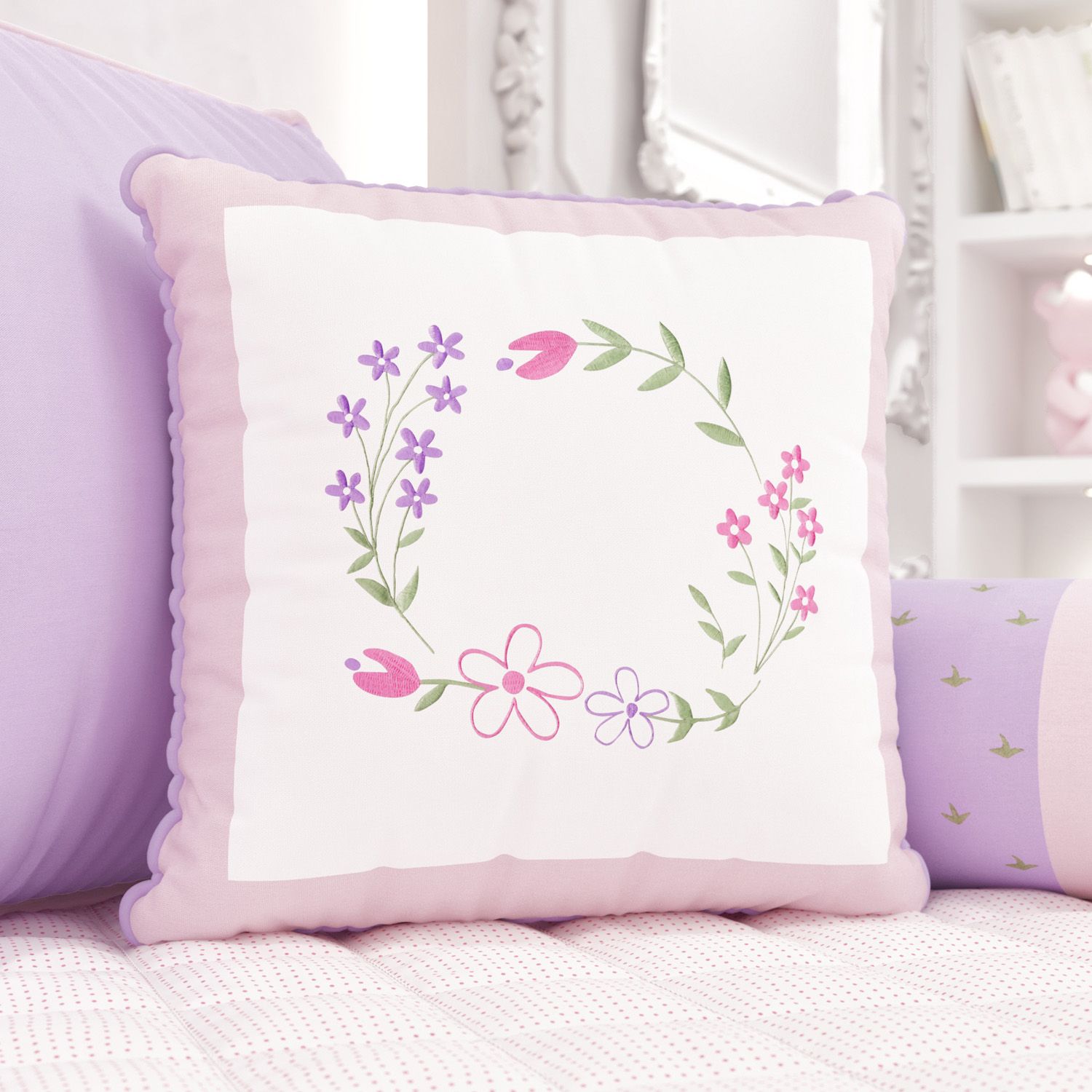 Almofada Bordada Floral Monet 38cm