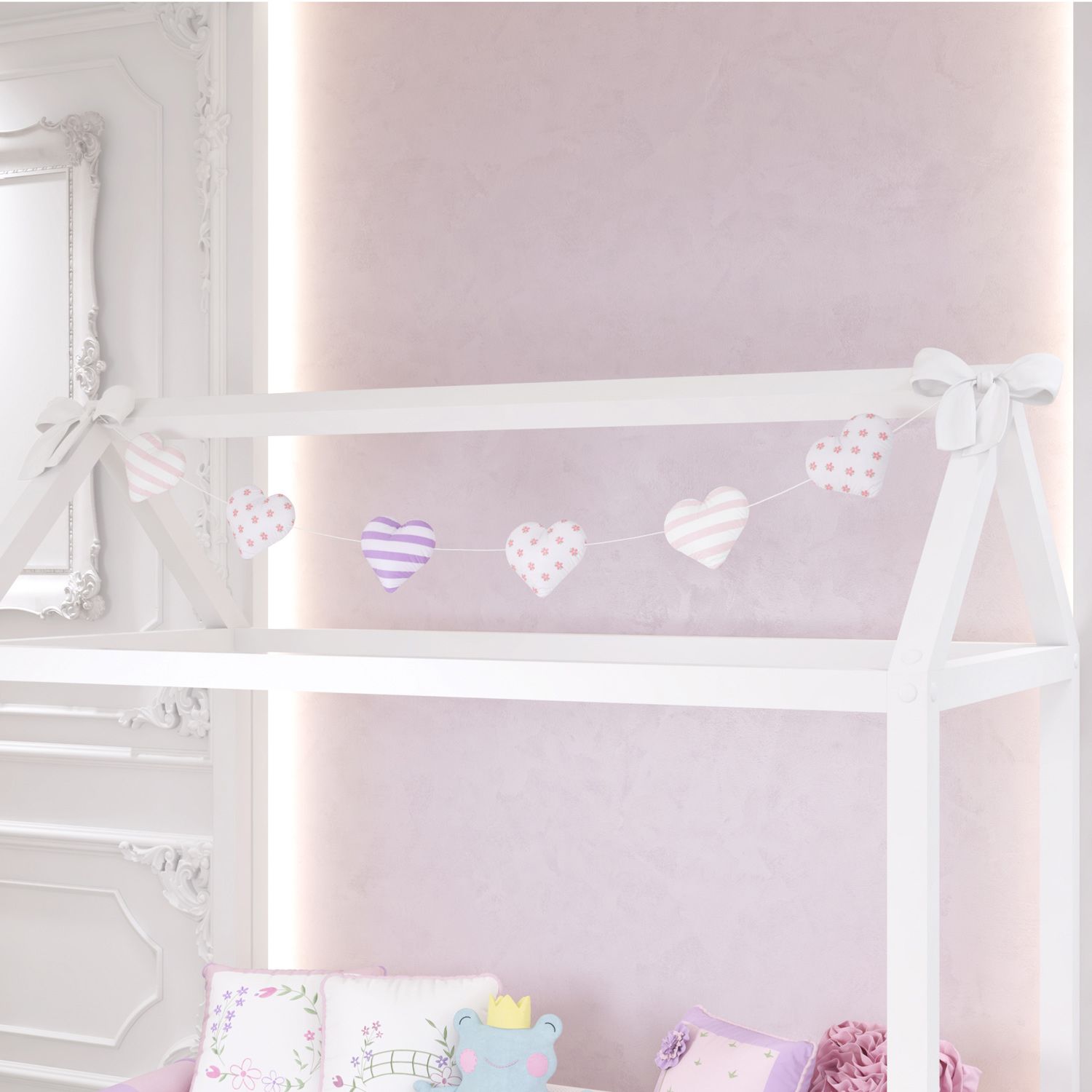 Varal de Berço Corações Floral Monet 70cm