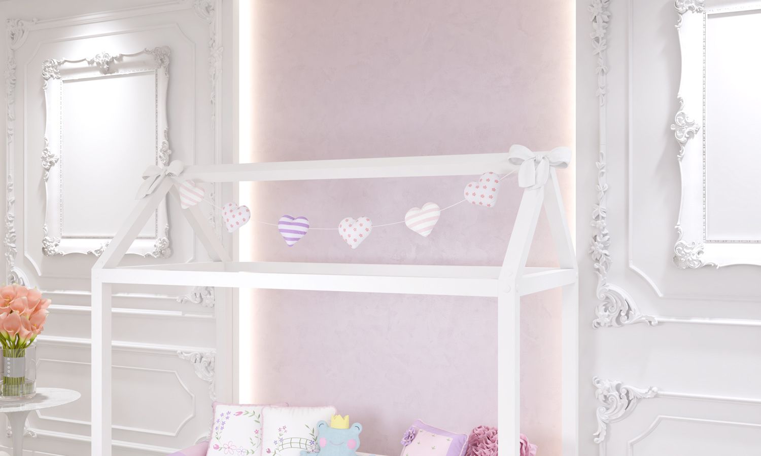 Varal de Berço Corações Floral Monet 70cm