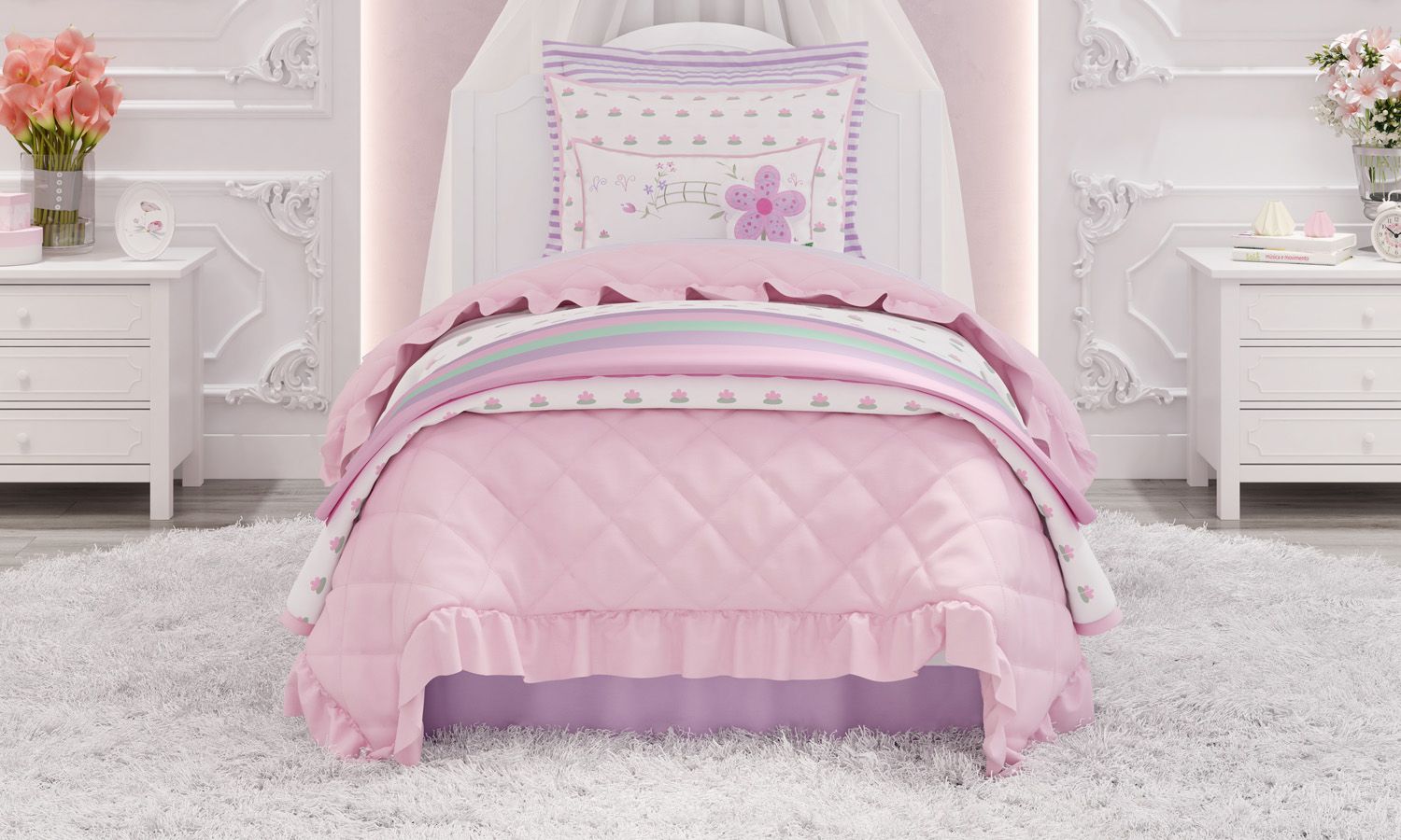 Kit Cama Infantil Solteiro Floral Monet