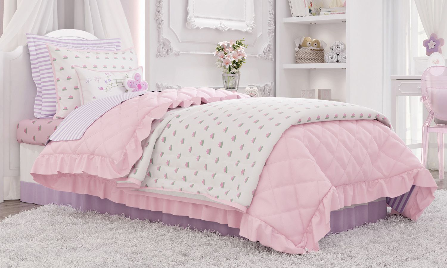 Kit Cama Infantil Solteiro Floral Monet