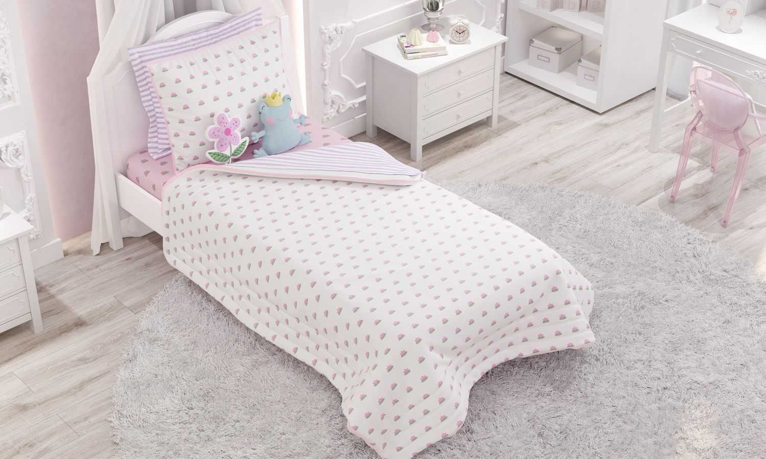 Edredom Infantil Solteiro Floral Monet