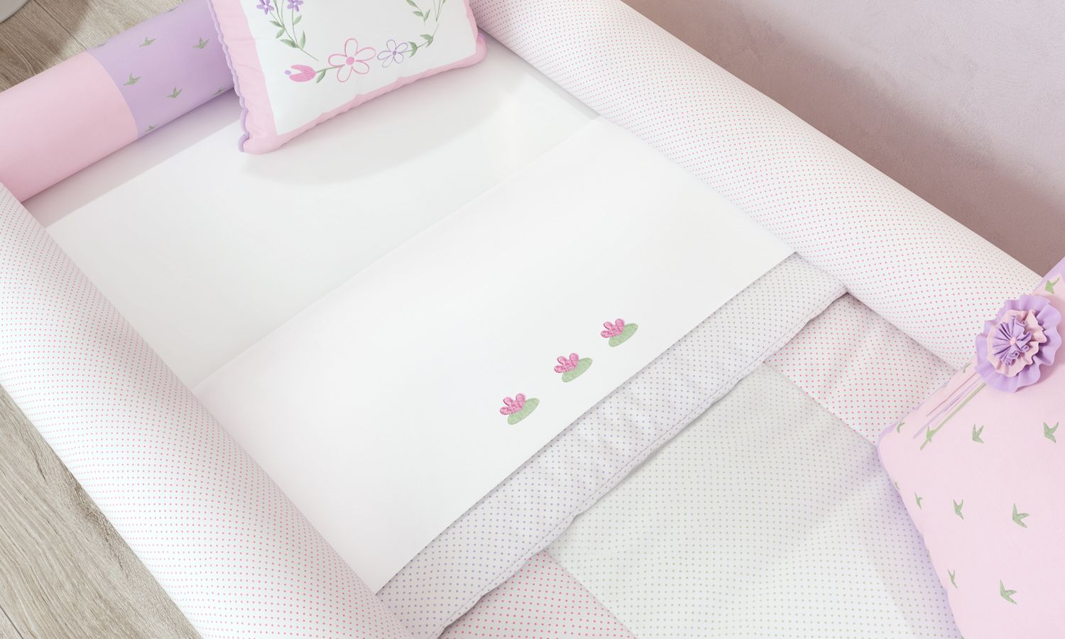 Jogo de Lençol Mini Cama Floral Monet