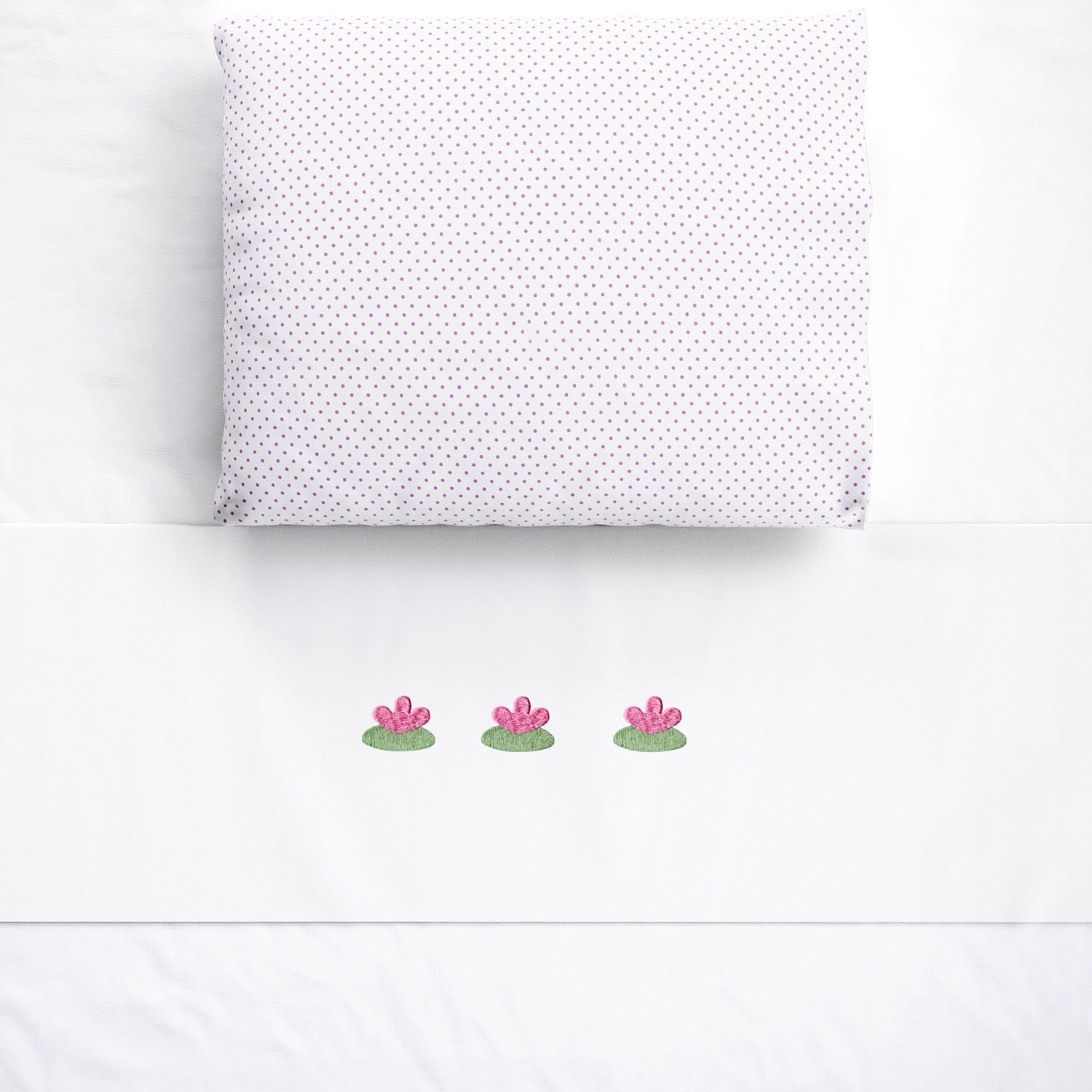 Jogo de Lençol Berço Bordado Vitória-Régia 3 peças